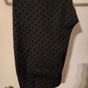LOFT Black Polka Dot Flocked Skinny Ankle Pants